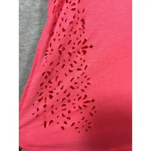 Nanette Lepore  Play Women’s T-Shirt Sz XL Tee Laser Cut Coral Casual‎ Athleisure