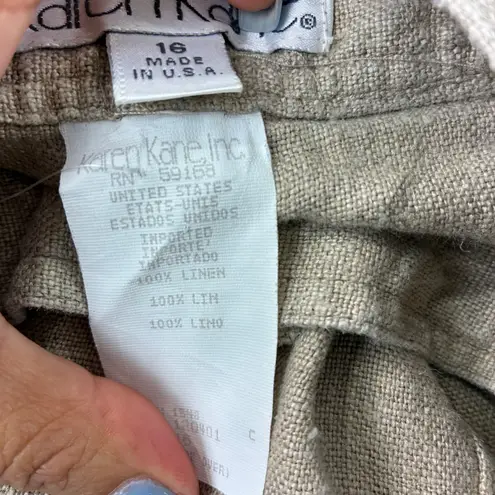 Karen Kane NWT Womens Size 16 Beige 100% Linen Pleated High Waist Shorts Vintage