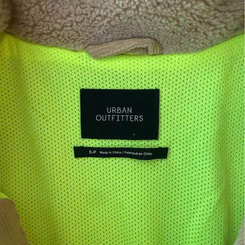 Urban Outfitters  Women’s Tan Fleece Jacket with Neon Accents Size Small