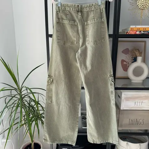 ZARA  Green High Rise Slouchy Relaxed Cargo Jeans Women’s Size 2 Bloggers Fave