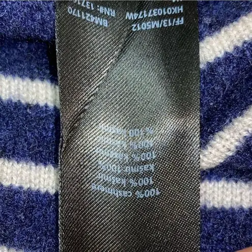 F&F Navy/White Nautical Striped Cashmere Knit Boatneck Pullover Sweater