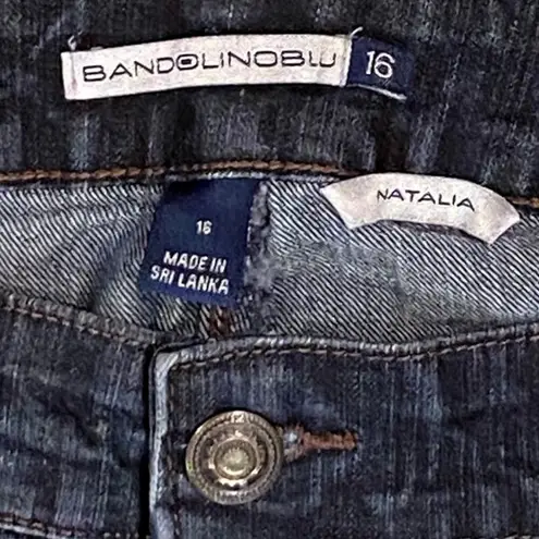 Bandolino Natalia Dark Wash Embroidered Pockets Denim Blue Jeans ~ Women's 16