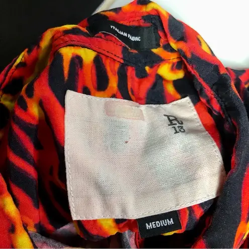 R13 Red Flame Tony Short Sleeve Shirt Fire Flames Red Orange Guy Fieri Unisex M