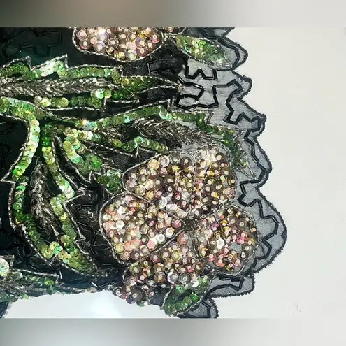 Scala Vintage 100% Silk Fully Beaded Floral Midi Dress Formal Cocktail Large - Image 13