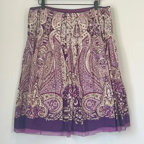 Alfani Purple Pleated A-Line Skirt - Size: 14