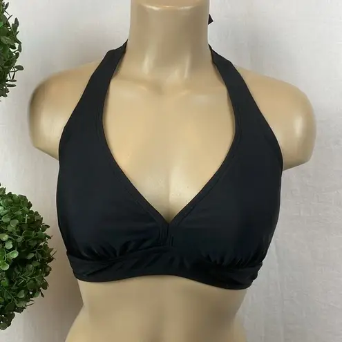 Athleta  Black Underwire Halter Tie Swim Suit Bikini Top L