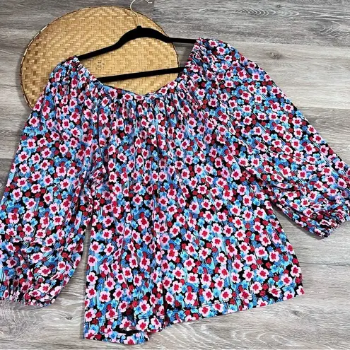 Popsugar Floral printed balloon sleeve blouse