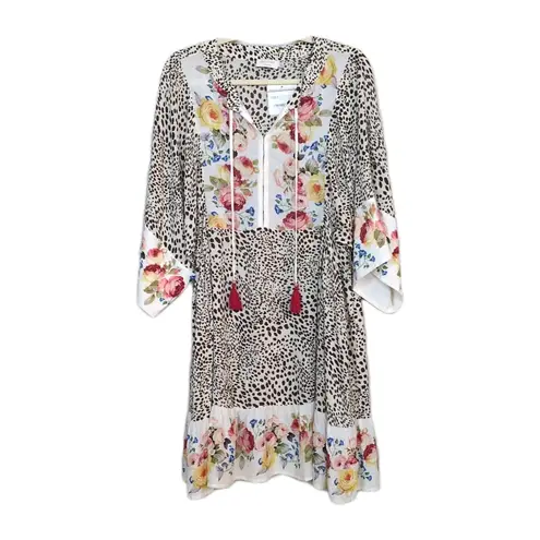 Johnny Was Oksana Panel Short Coverup Dress Multicolor Prints Women's Small