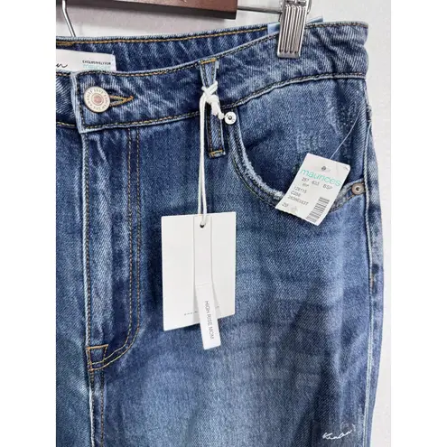 Kancan Distressed High Rise Mom Jeans Minimalist Streetwear Casual Women's 29 Blue