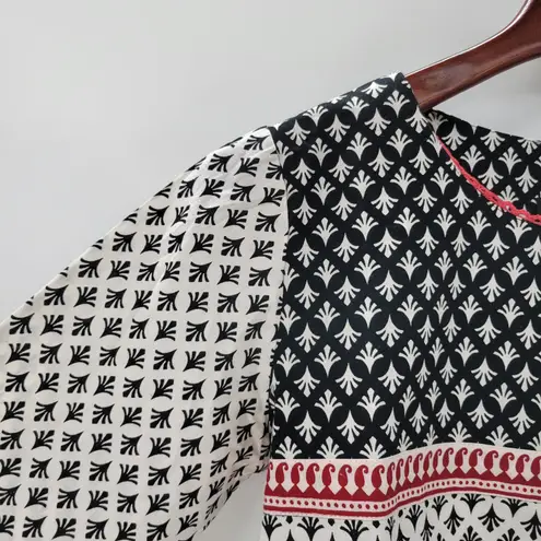 Soch Womens Dress M Black White Allover Print Round Neck 3/4 Sleeve Shift Tunic Size M