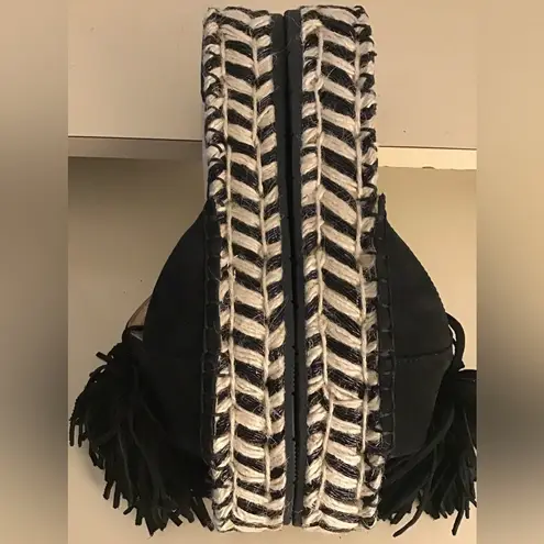 JSlides new with no tag'women black leather espadrilles platform sandals US 7.5