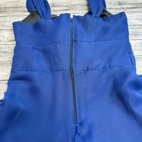 Handmade Homemade Womens Sleeveless Sweetheart Neckline Dress M Med Medium Blue Black Zip