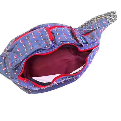 KAVU Bag Rope Sling Crossbody Fox Print Hiking Outdoor Limited Edition Blue