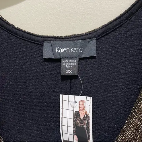 Karen Kane Tinseltown Taylor Dress Gold Black Women’s Plus Size 3X NWT