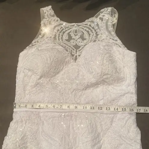 Women’s White Wedding Dress Mermaid Fit Corset Back with Train Size 14 White