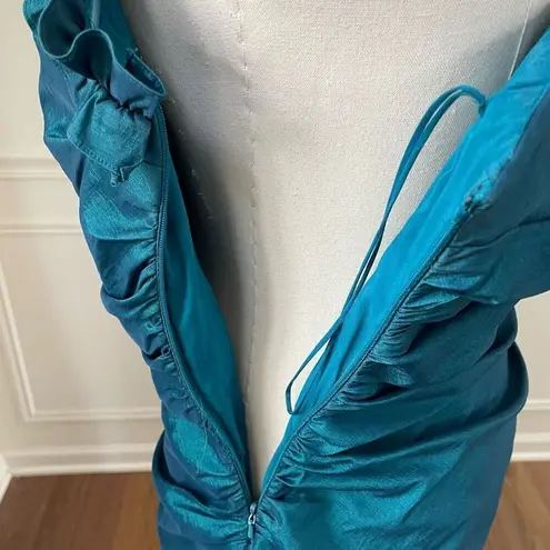 Badgley Mischka Teal Blue Green One-Shoulder Mini Dress 12