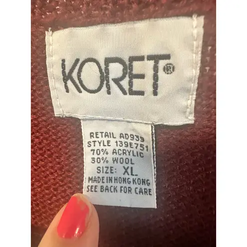 Vintage 90’s streetwear embroidered sweater vest leaf pattern wool blend Brown Size XL