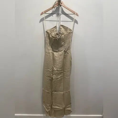 Rumer Estelle Halter Maxi‎ Dress Size M Tan Size M