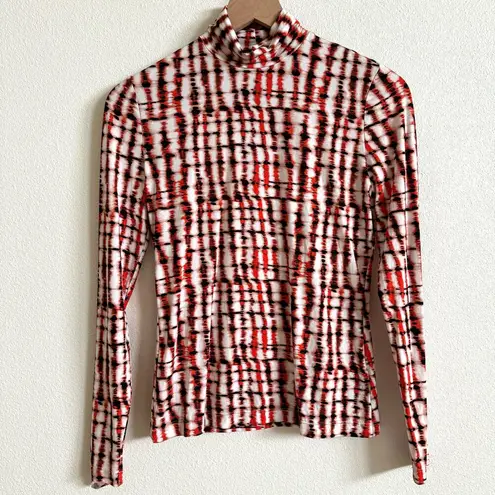St. John Red Tie Dye Nuda Long Sleeve Mock Neck Top Women’s XS