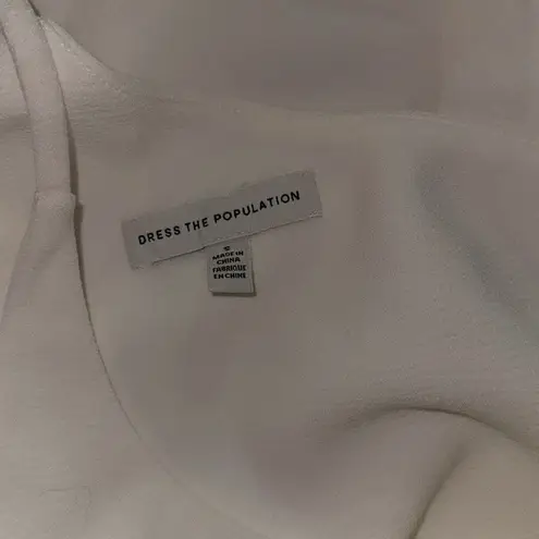 Dress the Population NWOT AMY crepe one shoulder maxi slit white gown sz S