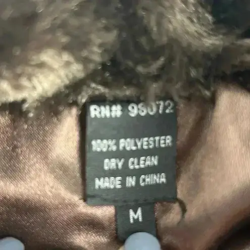 Women's Faux Fur Vest Brown M Soft Texture Full Zip Fall Winter Size M