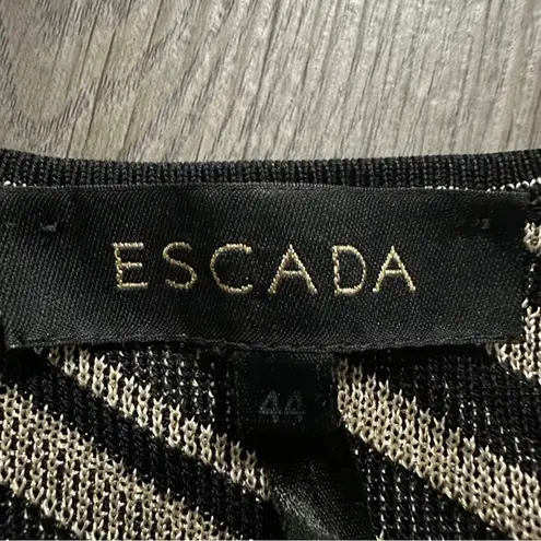 Escada Cream & Black Striped Open Knit 3/4 Sleeve Sweater Cardigan Size 44