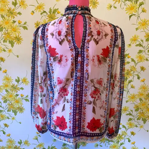 Jealous Tomato semi sheer floral long sleeve blouse size M