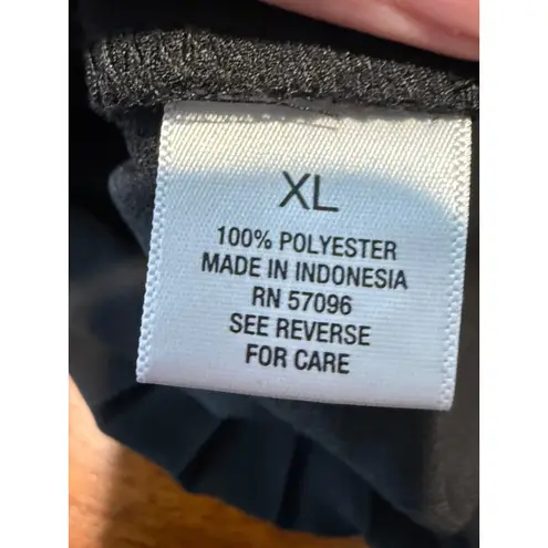 Roz & Ali Roz Ali Black Sleeveless Collared Pleated Sheer Button Front Top Women XL Sheer