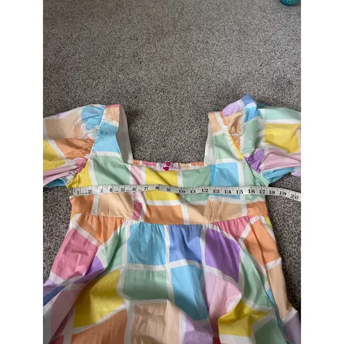 Buddy Love Women's Medium Dress Square Neck Pastel Geometric Mini Short