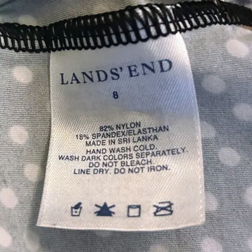 Lands' End Polka Dot Halter Swim Top Size 8 Black