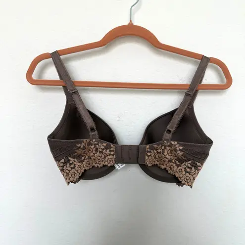 Wacoal Womens Bra Size 32DD Brown Full Coverage Underwire Embroidered T-Shirt