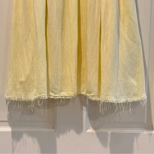 Cloud Ten Babydoll Mini Dress Frayed Hem Linen Blend Summer Yellow Size Medium