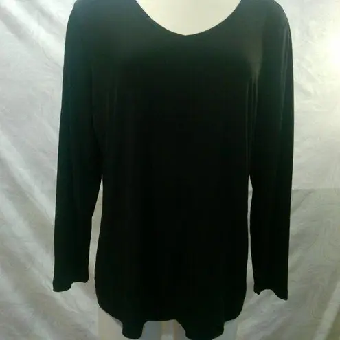 Susan Graver Top Black V-Neck Size Large