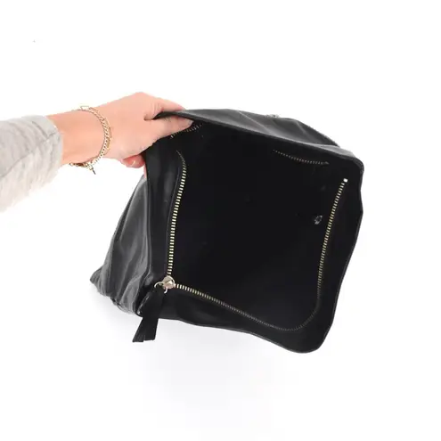 Club Monaco  Leather Envelope Folded Clutch Top Zip Black