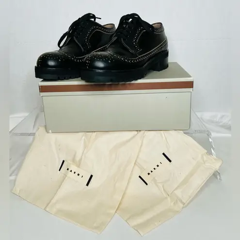 Marni Black Wing Tip Oxfords w/ Lug soles, Sz 40
