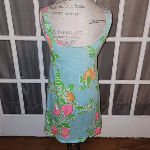 Lilly Pulitzer  Womens Pool Blue Pink Lemonade Carmel Tank‎ Dress Sundress XS
