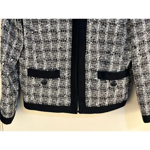 Brooks Brothers Boucle Jacket Size 10 Black White Plaid Tweed Academia Twee