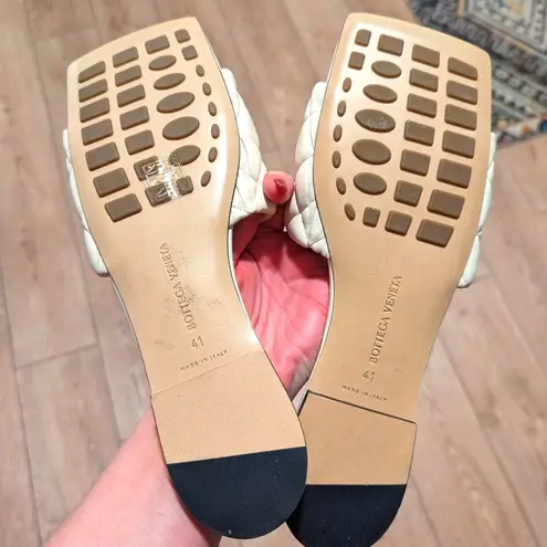 Bottega Veneta 🆕 Womens 41 Quilted Leather Sandals Slides Shoes Square Toe NEW