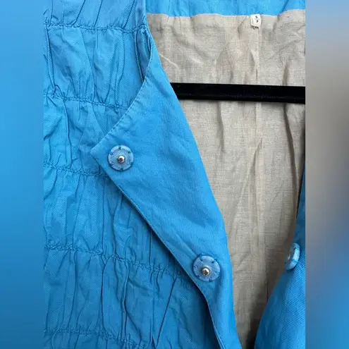 Elie Tahari Island Blue Chatham Snap Jacket Cotton Faille Pucker Detail Size S