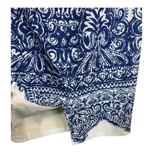 J.Crew No. 2 Pencil Skirt Blue White Baroque Print Lined Cotton Blend Women's 00 Size 00P