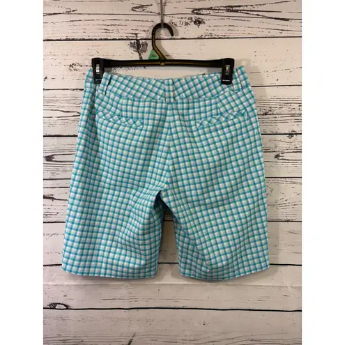 Women's Nike Golf Blue & White Gingham Bermuda Shorts Size 8