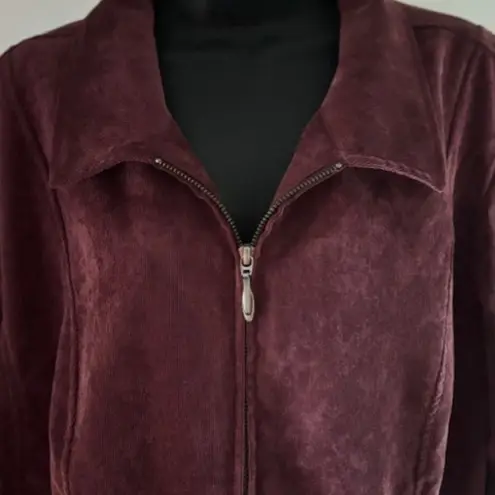 Christopher & Banks Christopher Banks Corduroy Jacket XL Purple Wine Zip Front Casual Long Sleeve