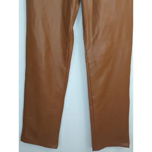 ZARA  Dark Camel‎ Mom Fit Pants Women's Medium Brown Faux Leather High Waist