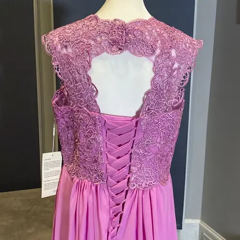 Women’s Lace & Chiffon Dress Empire Waist Corset Back Bridesmaid Size 12 NWT