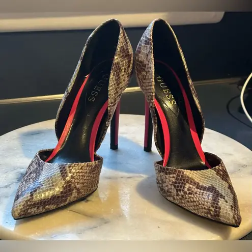 Guess  Brown Gray & Pink Accent Snakeskin Dorsey Stilettos  Heels Sz 9M