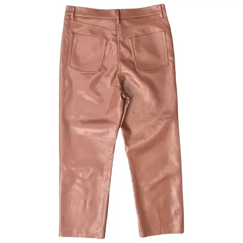 Wilfred  Aritzia Melina Brown High Rise Straight Leg Vegan Leather Pants size 12