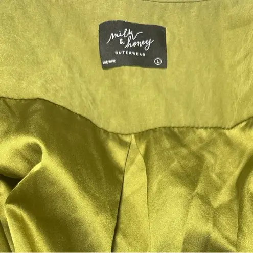 Milk and Honey Spring Green Jacket Long Hood Lightweight Mid Length Cinch Waist Size L