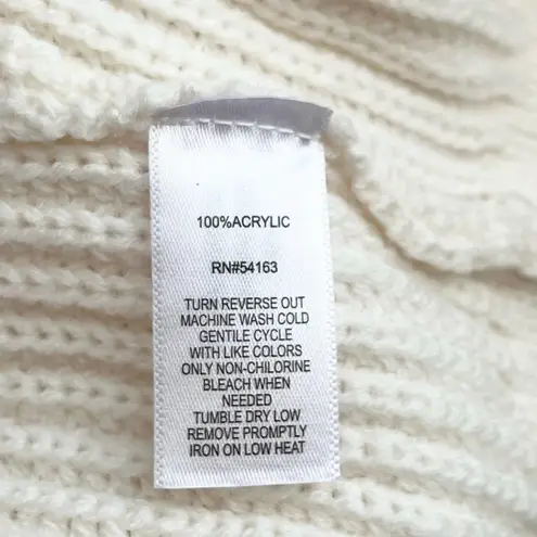 Marc New York Puff Sleeve Cable Knit Semi-Crop Cardigan Sweater in Ivory, Large