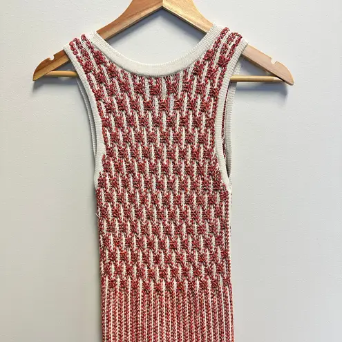 Derek Lam Orange Cream Boho Chic Crochet Sleeveless Mermaid Sweater Dress Small