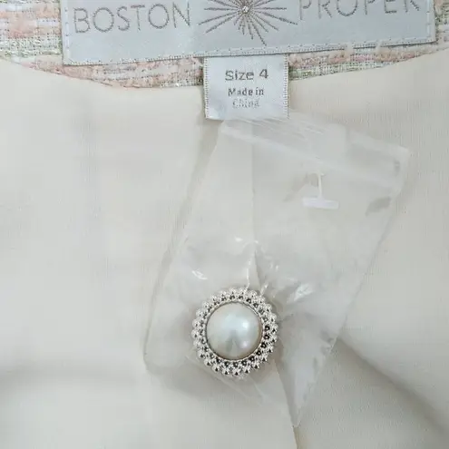 Boston Proper Pink and Cream Tweed Blazer with Shoulder Cutouts Size 4 NWOT